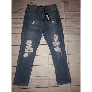 Just black ripped high rise denim